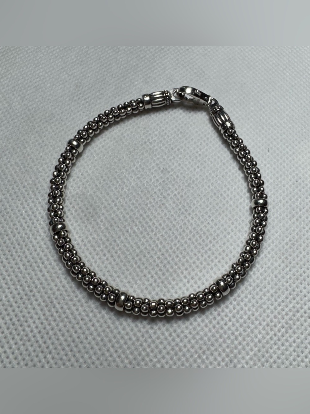 LAGOS Sterling Silver Signature Caviar Rope Station Bracelet 7.5 “